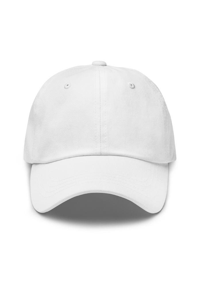 Athens white cap with a small embroidered destination wordmark